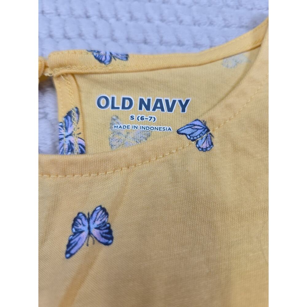 Old Navy Romper Girls Small 6/7 Yellow Blue Butterflies New - Picture 4 of 7